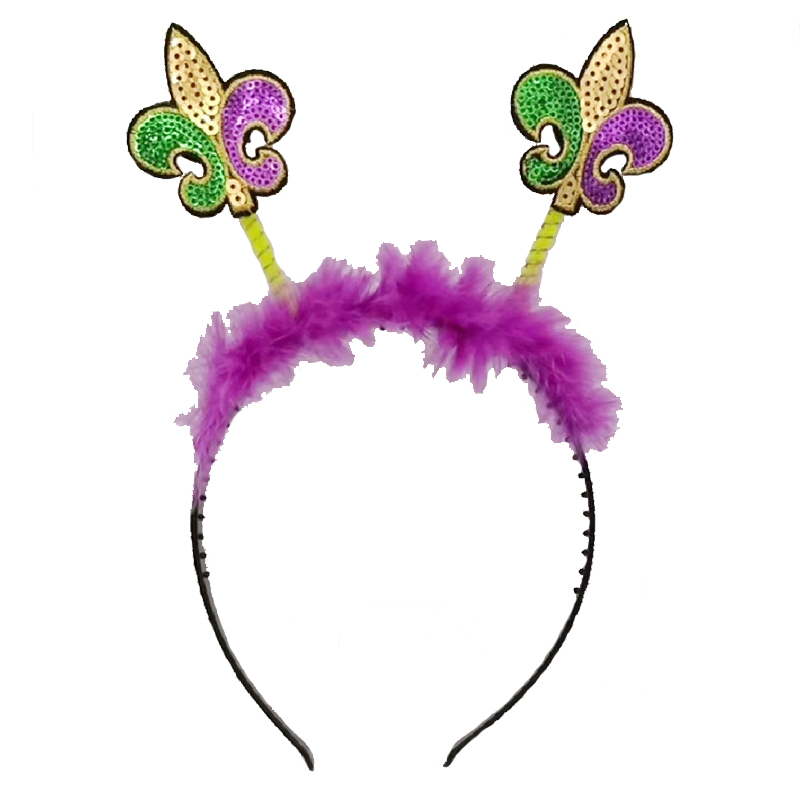 Fasce per capelli con piume Mardi Gras