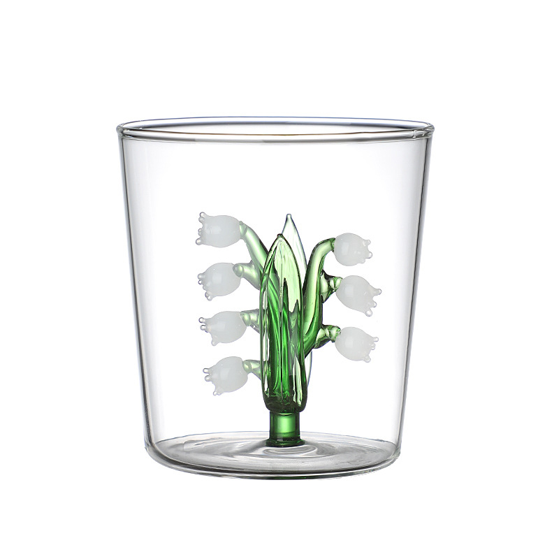 Tazze da tè in vetro borosilicato trasparente per succo di orchidea 3D