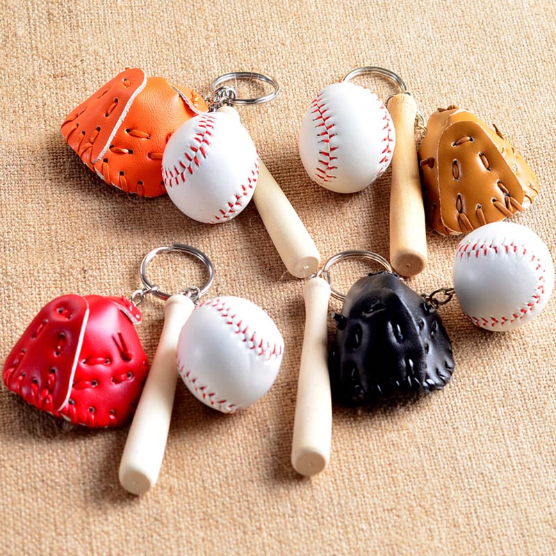 Mazza da baseball mazza in legno guanto da baseball mini portachiavi