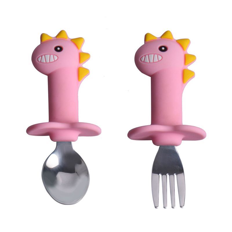 Set cucchiaio e forchetta corta in silicone cartoon