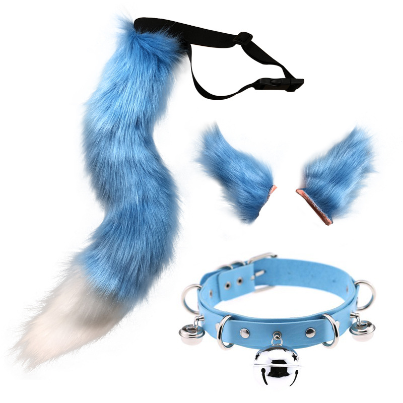 Orecchie da gatto e costume da cosplay di coda animale di volpe lupo
