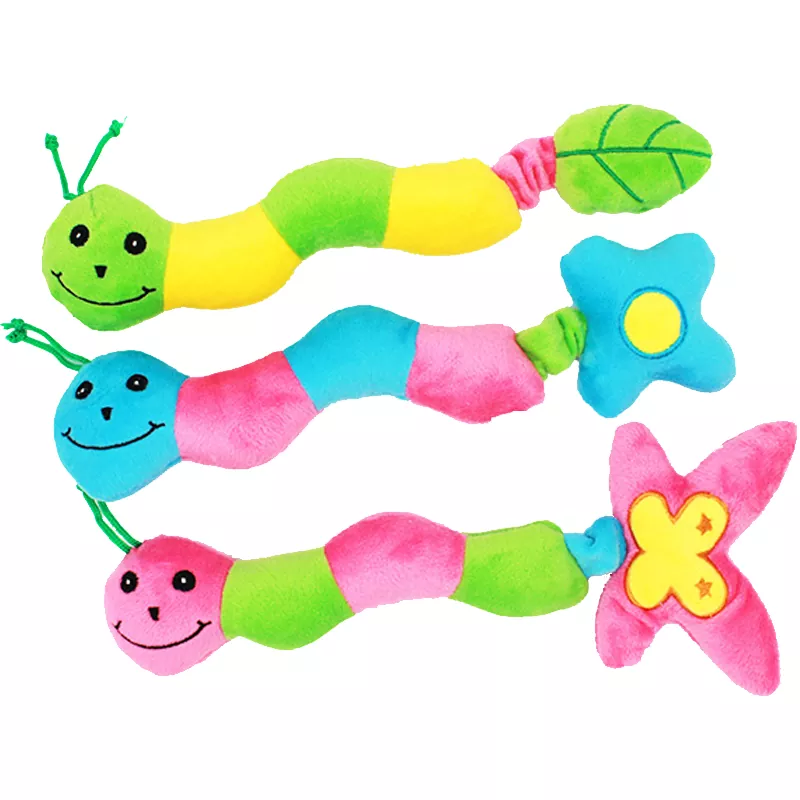 Colorato Caterpillar Squeaky Stuffed Plush Dog Toy