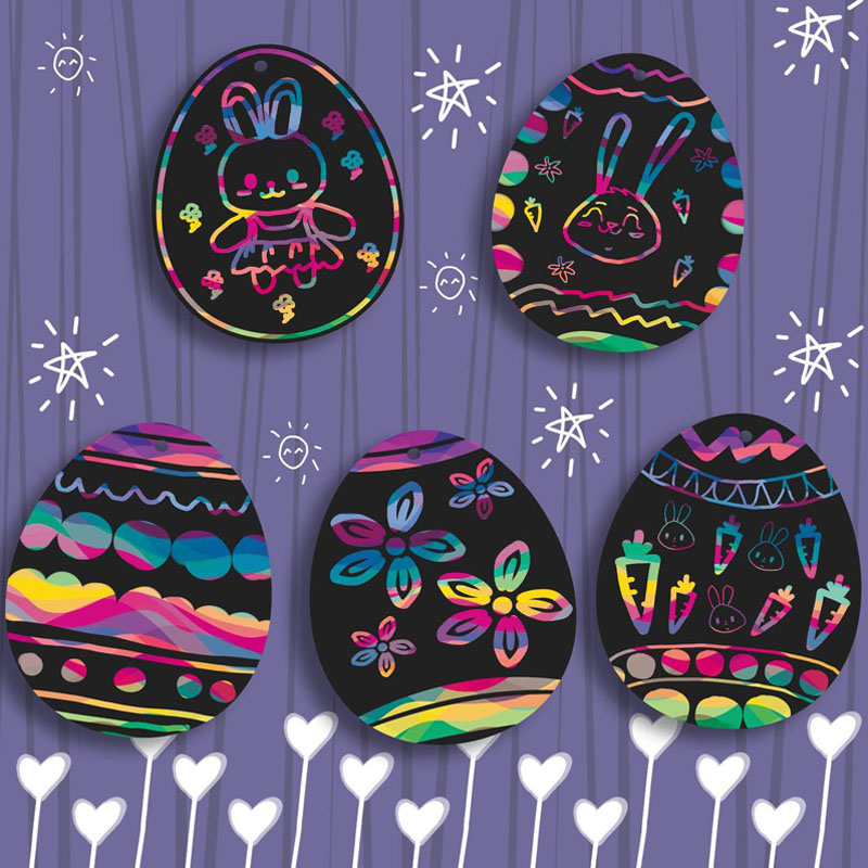 Disegno fai -da -te Pascia di carta gratta e pasqua