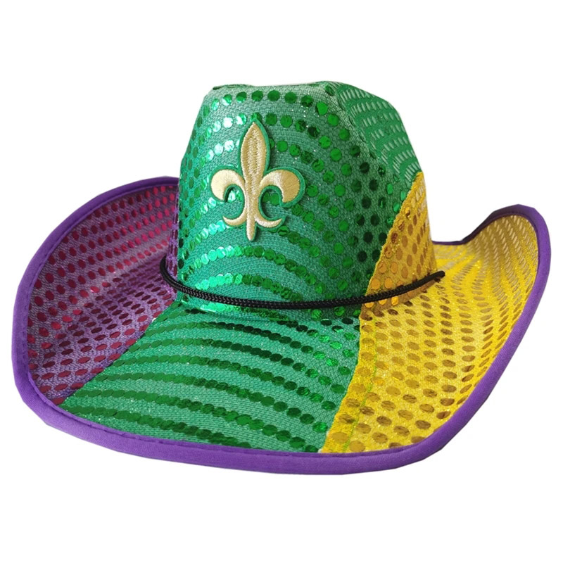 Cappello da cowboy con paillettes Festival Cap per carnevale