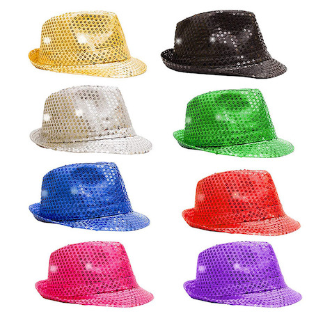 Cappello da cowboy lampeggiante a LED con paillettes colorate Cappello con paillettes lampeggianti