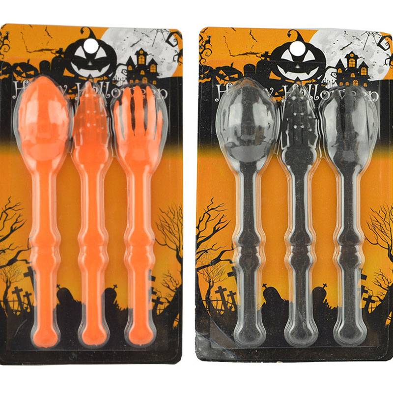 Stoviglie di design scheletro in plastica da 17 cm per la festa di Halloween