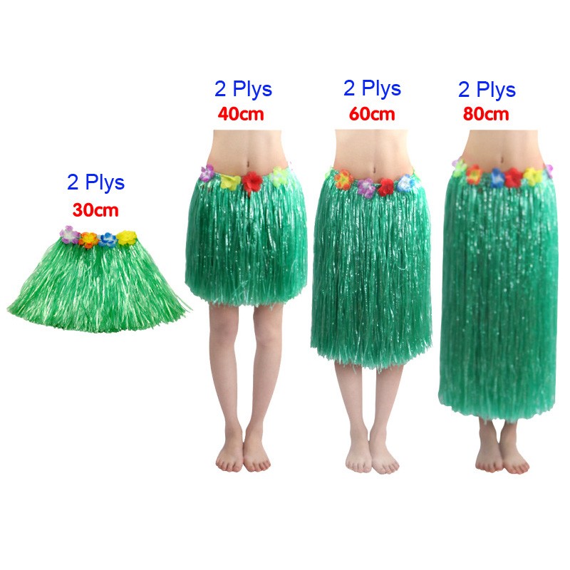 Costume da spiaggia con gonna in erba hawaiana multicolore da 80 cm