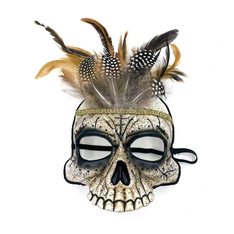Maschera spaventosa di Halloween di piuma indiana