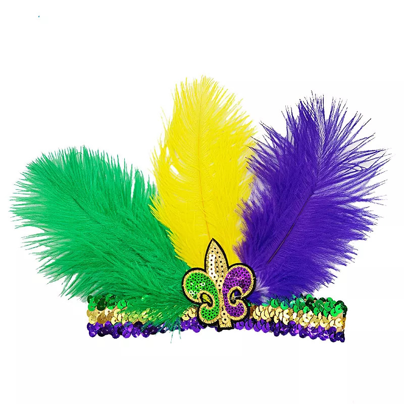 Fascia per capelli con piume da donna Mardi Gras