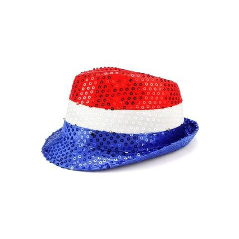 Novità 4 luglio USA Bandiera americana Colori Rosso Bianco Blu Cappello Fedora per feste patriottiche