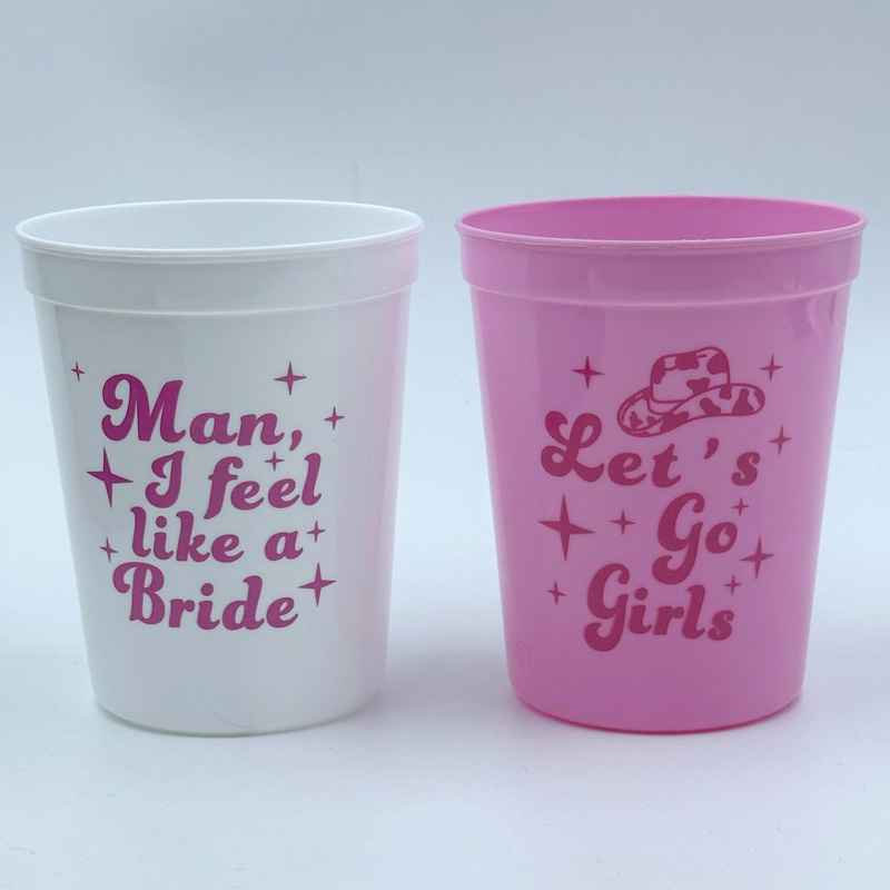 Tazza in plastica per addio al nubilato da cowgirl, tema anni '70, tazza per addio al nubilato retrò