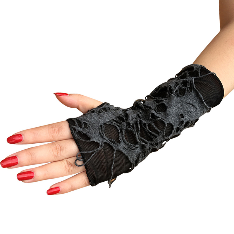 Punk senza dito cosplay guanti strappati