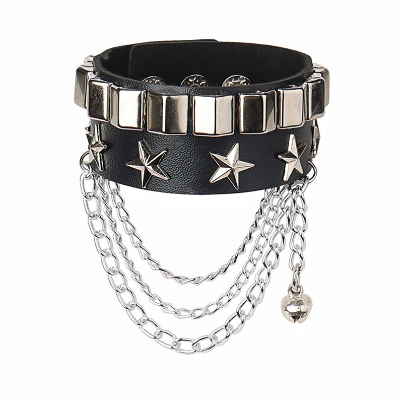 Braccialetto in pelle rocciosa goth