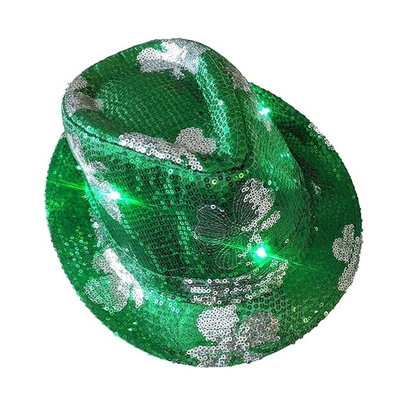 Cappelli Fedora per il giorno di San Patrizio con cappelli da cowboy con paillettes