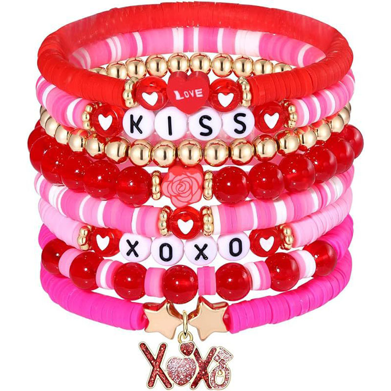 Set di gioielli con braccialetti multistrato di San Valentino