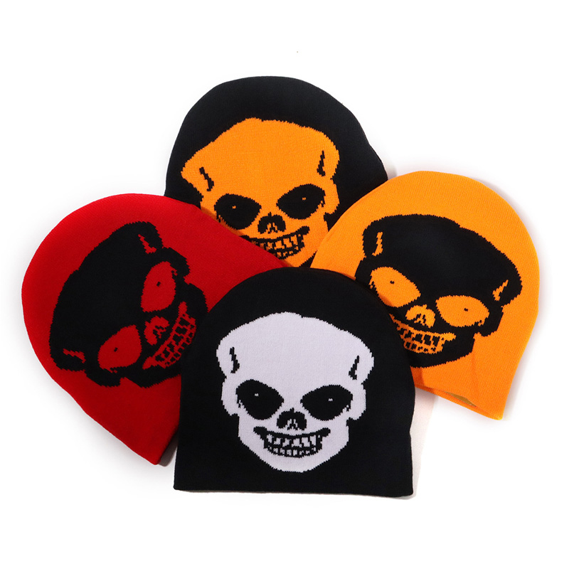 Caldo Halloween Skull Jacquard Knit Beanie Hat