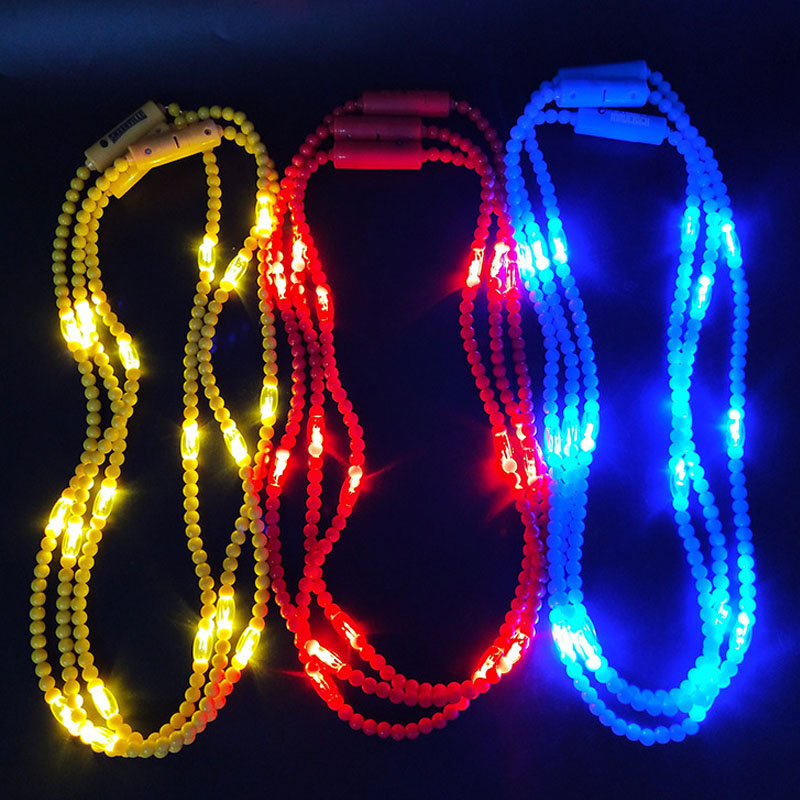 Collana con flash Led Carnevale, catena di perline colorate